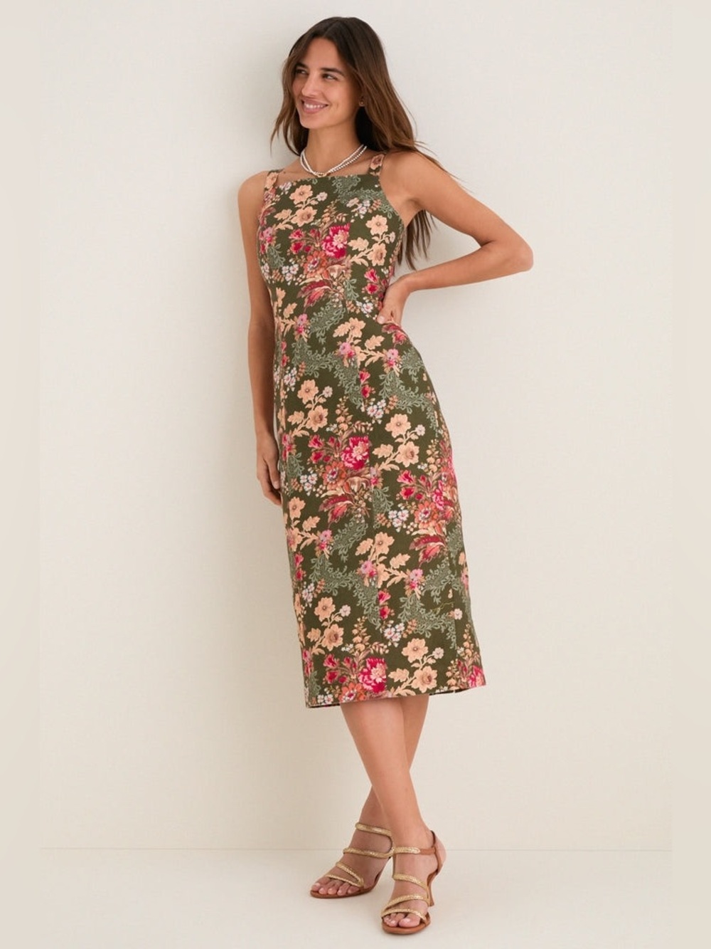 TUCKERNUCK Olive Ornate Floral Eleonore Midi Dress smocked moody floral tapestry
